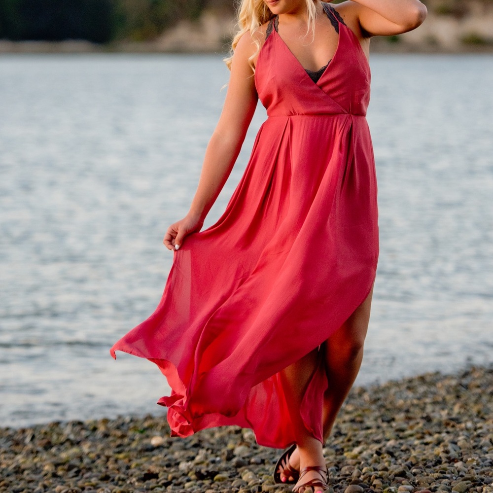 Long Pink Flowy Summer Dress